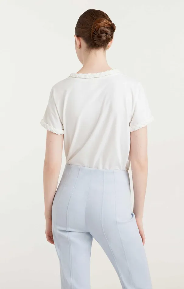 Women Tees and Pullovers Cinq Sept Braided Tee White