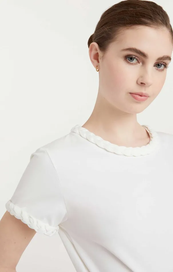 Women Tees and Pullovers Cinq Sept Braided Tee White