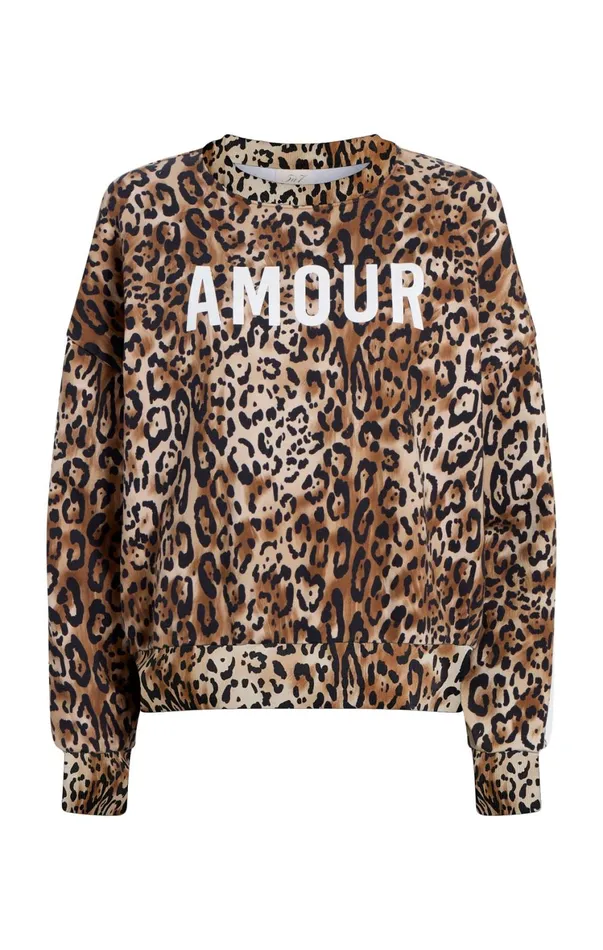 Women Tees and Pullovers Cinq Sept Leopard Amour Brandy Sweatshirt Pullover Blacksahara