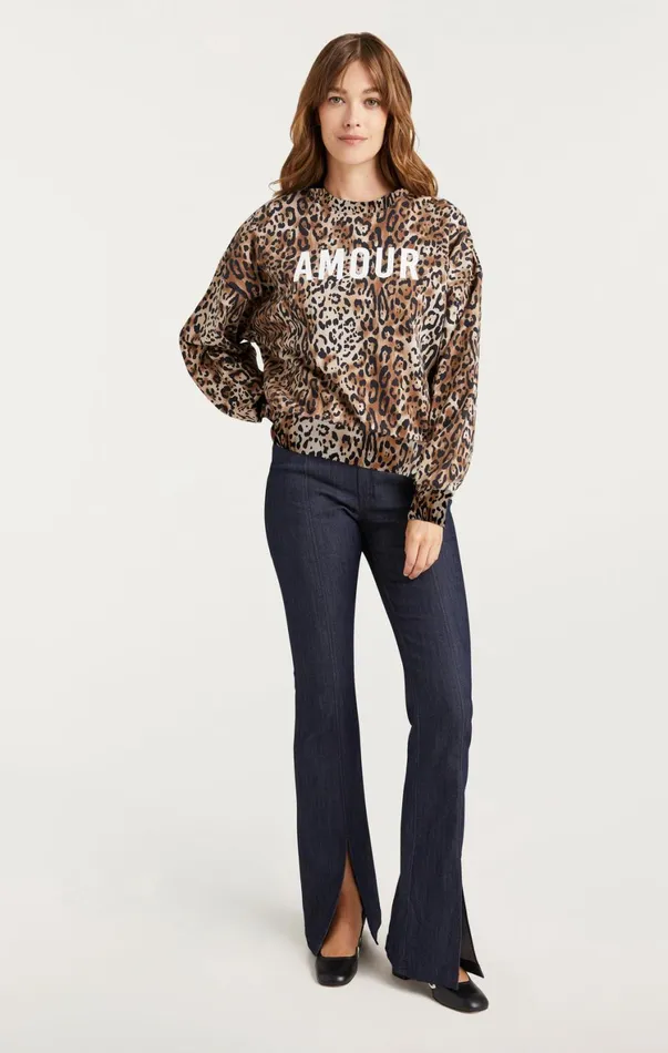 Women Tees and Pullovers Cinq Sept Leopard Amour Brandy Sweatshirt Pullover Blacksahara