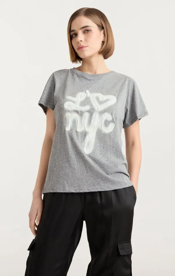 Women Tees and Pullovers Cinq Sept Love Nyc Tee Heather Greywhite