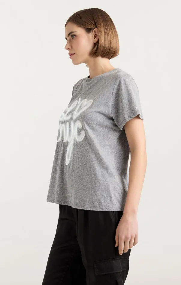 Women Tees and Pullovers Cinq Sept Love Nyc Tee Heather Greywhite
