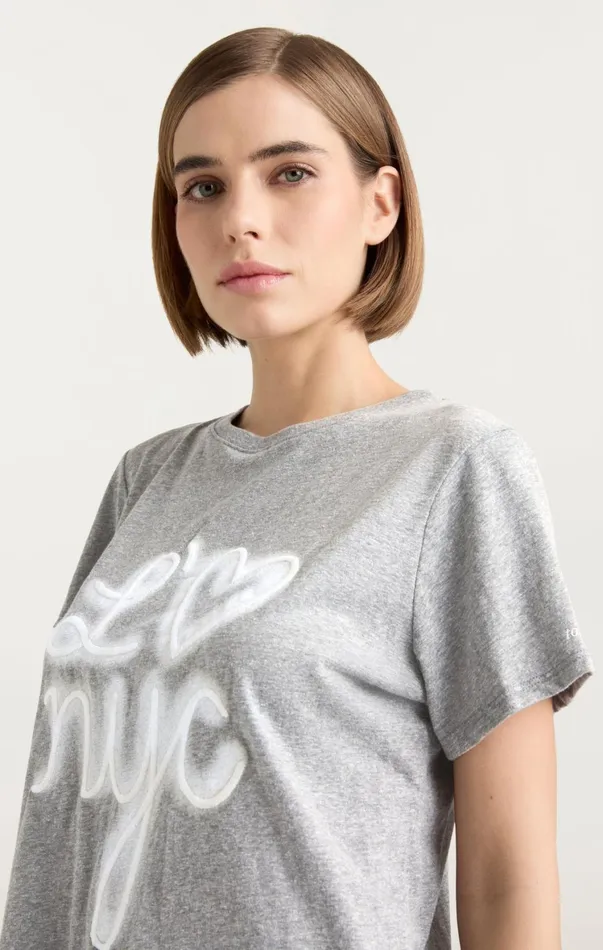 Women Tees and Pullovers Cinq Sept Love Nyc Tee Heather Greywhite