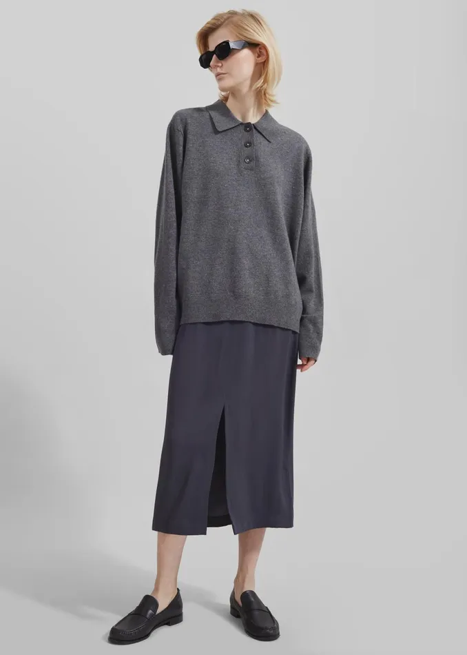 Women The Garment Como Polo 8211 Grey Melange The Frankie Shop Knitwear