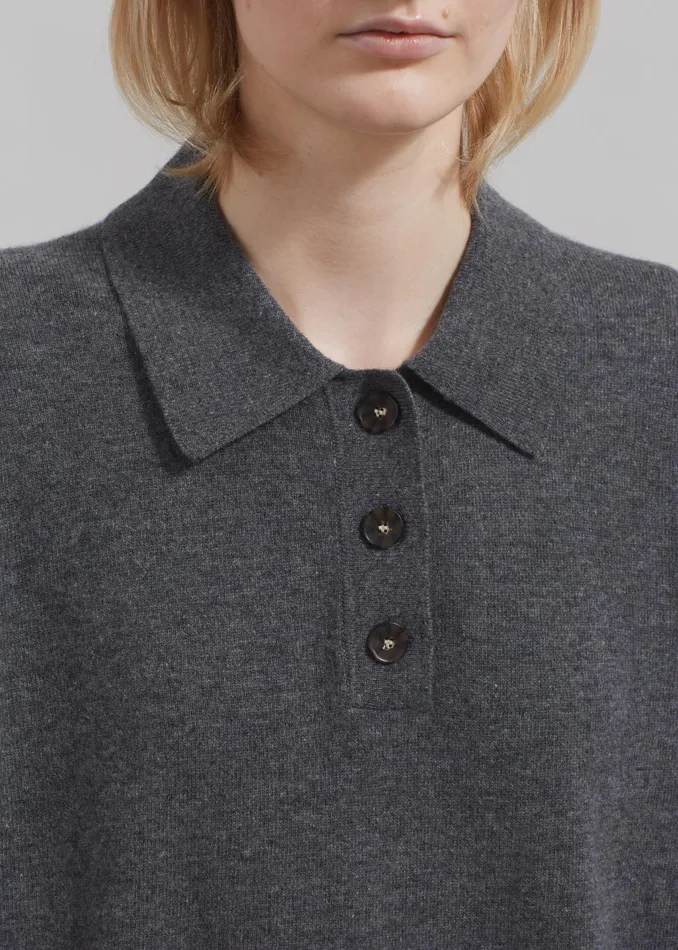 Women The Garment Como Polo 8211 Grey Melange The Frankie Shop Knitwear