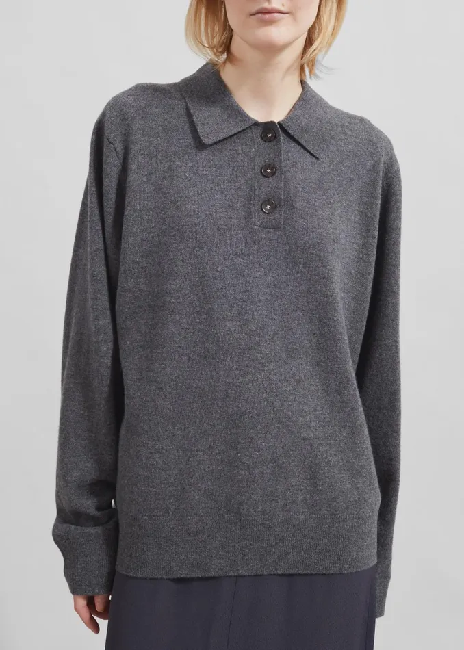 Women The Garment Como Polo 8211 Grey Melange The Frankie Shop Knitwear