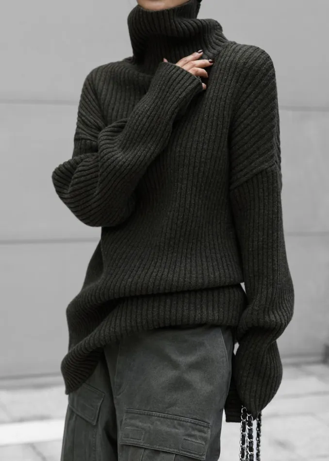 Women Thelma Ribbed Sweater Dress 8211 Khaki The Frankie Shop Knitwear