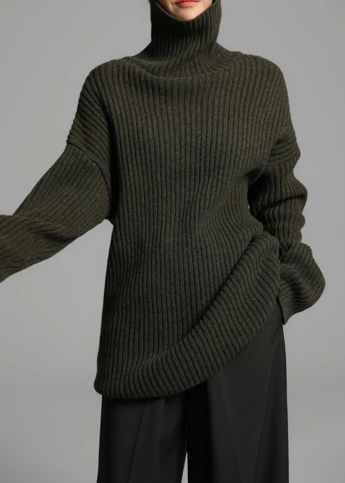 Women Thelma Ribbed Sweater Dress 8211 Khaki The Frankie Shop Knitwear