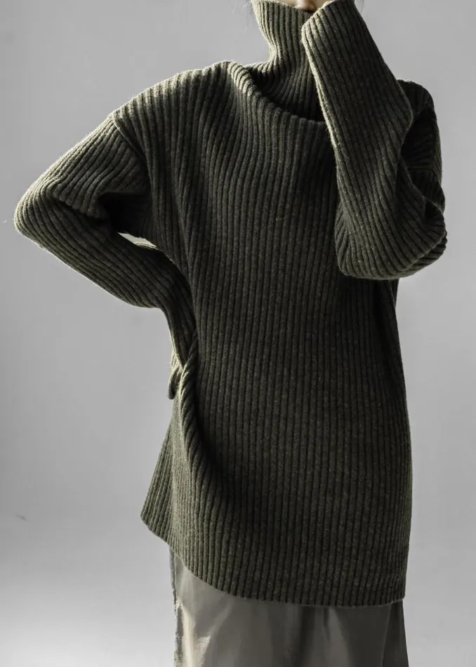 Women Thelma Ribbed Sweater Dress 8211 Khaki The Frankie Shop Knitwear