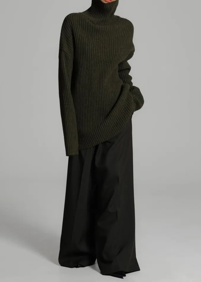 Women Thelma Ribbed Sweater Dress 8211 Khaki The Frankie Shop Knitwear