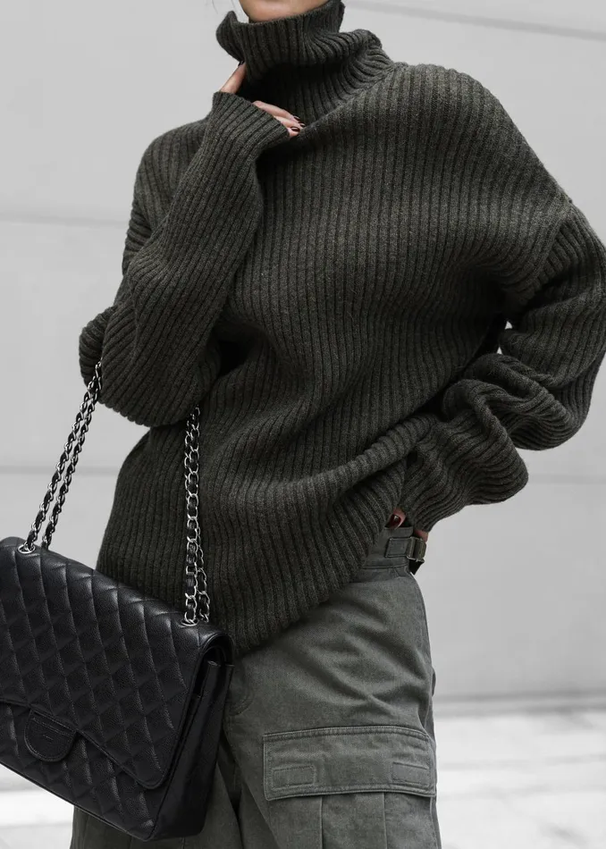 Women Thelma Ribbed Sweater Dress 8211 Khaki The Frankie Shop Knitwear