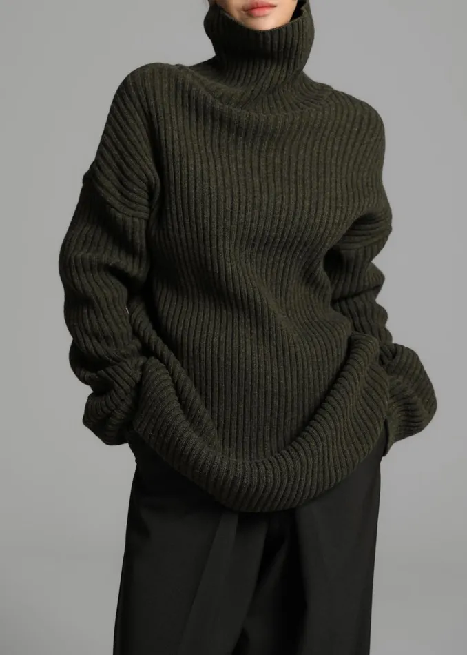 Women Thelma Ribbed Sweater Dress 8211 Khaki The Frankie Shop Knitwear