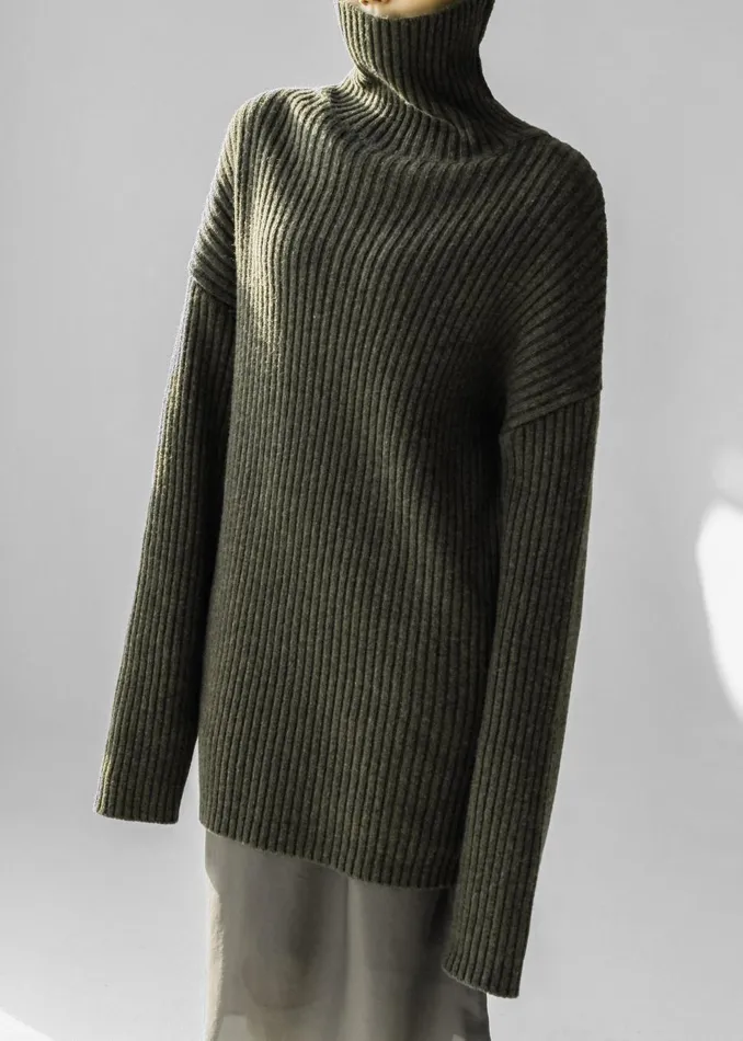 Women Thelma Ribbed Sweater Dress 8211 Khaki The Frankie Shop Knitwear
