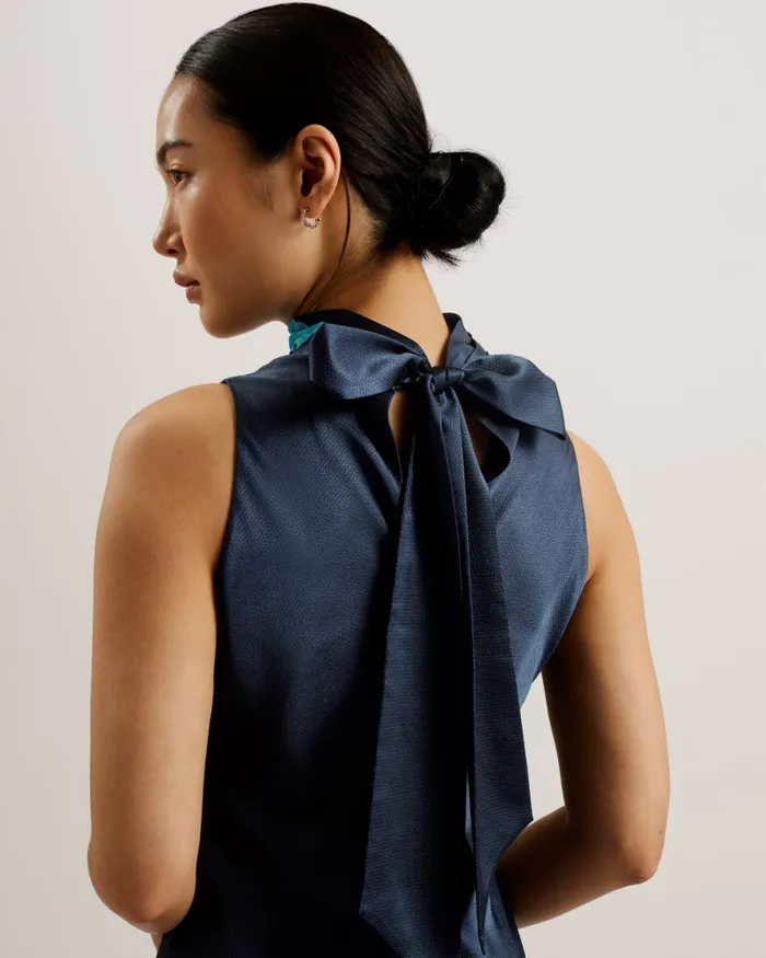 Women TIMAVA 8211 High Neck Floral Satin Slip Dress Navy Ted Baker Dresses Women TIMAVA 8211 High Neck Floral Satin Slip Dress Navy Ted Baker Dresses