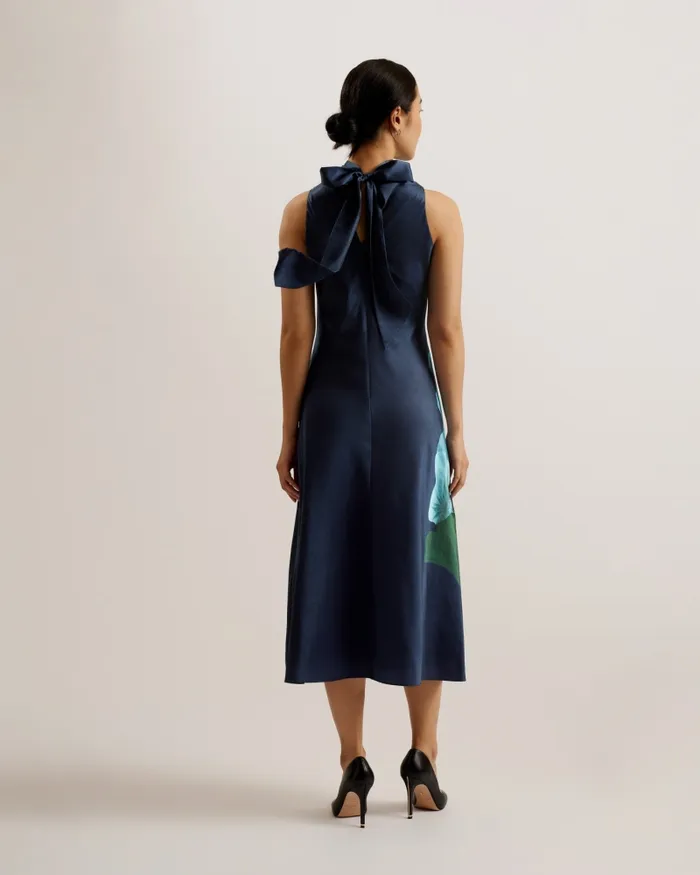Women TIMAVA 8211 High Neck Floral Satin Slip Dress Navy Ted Baker Dresses Women TIMAVA 8211 High Neck Floral Satin Slip Dress Navy Ted Baker Dresses