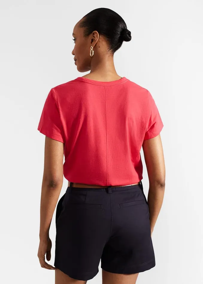 Women Tops Hobbs Adaline Cotton Slub TShirt Rouge Pink