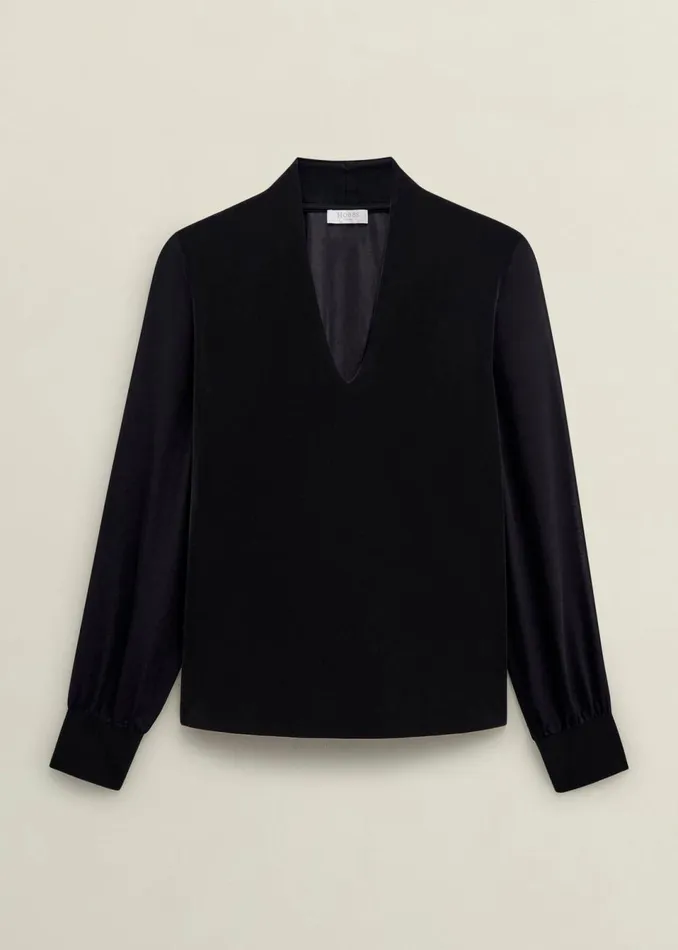 Women Tops Hobbs Aimee Velvet Top Black