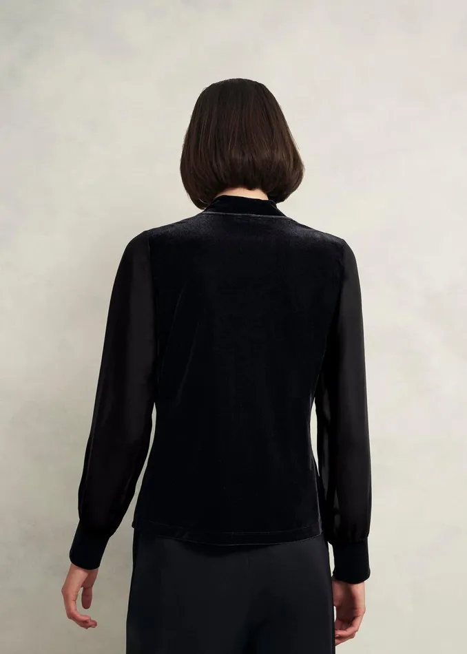 Women Tops Hobbs Aimee Velvet Top Black