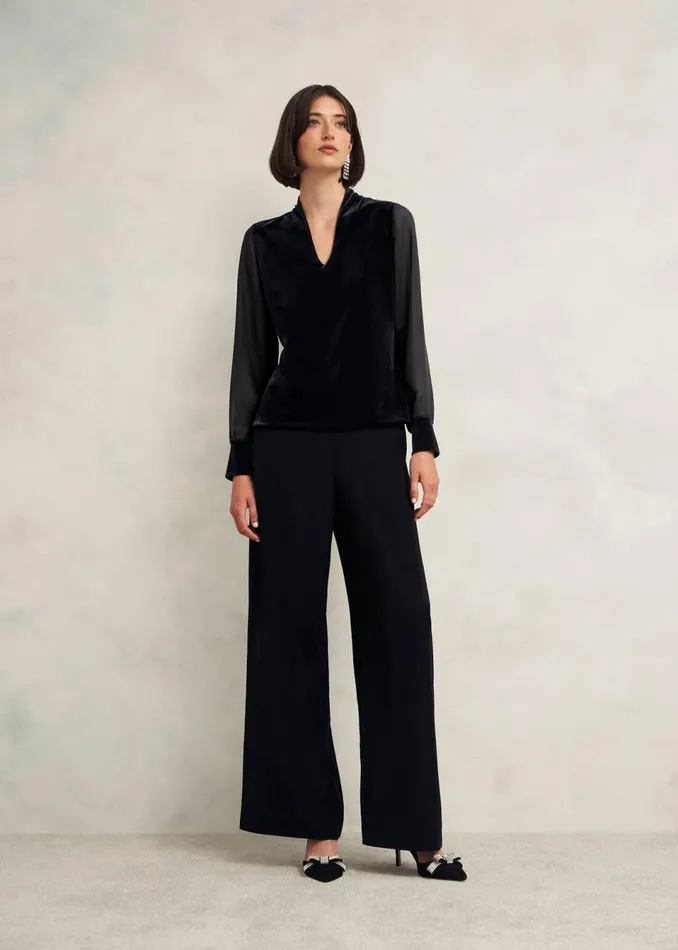 Women Tops Hobbs Aimee Velvet Top Black