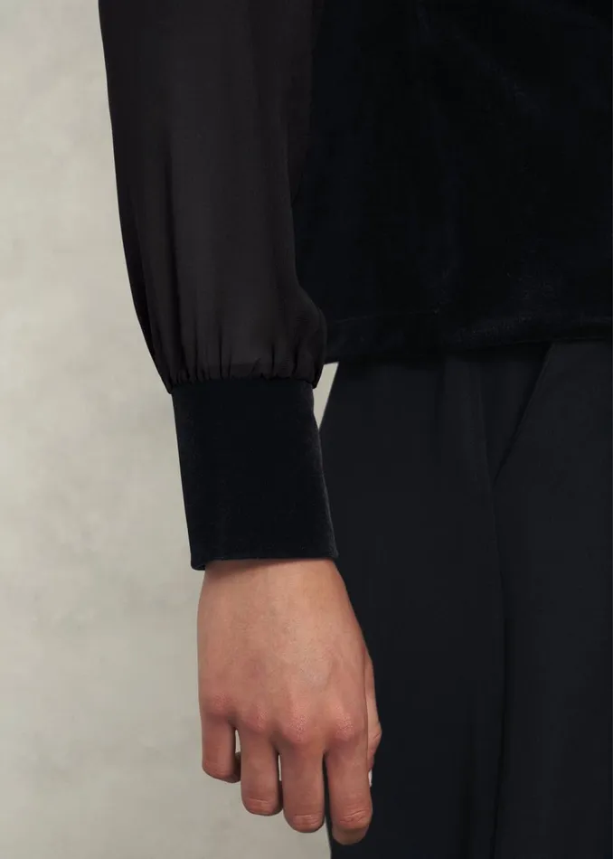 Women Tops Hobbs Aimee Velvet Top Black
