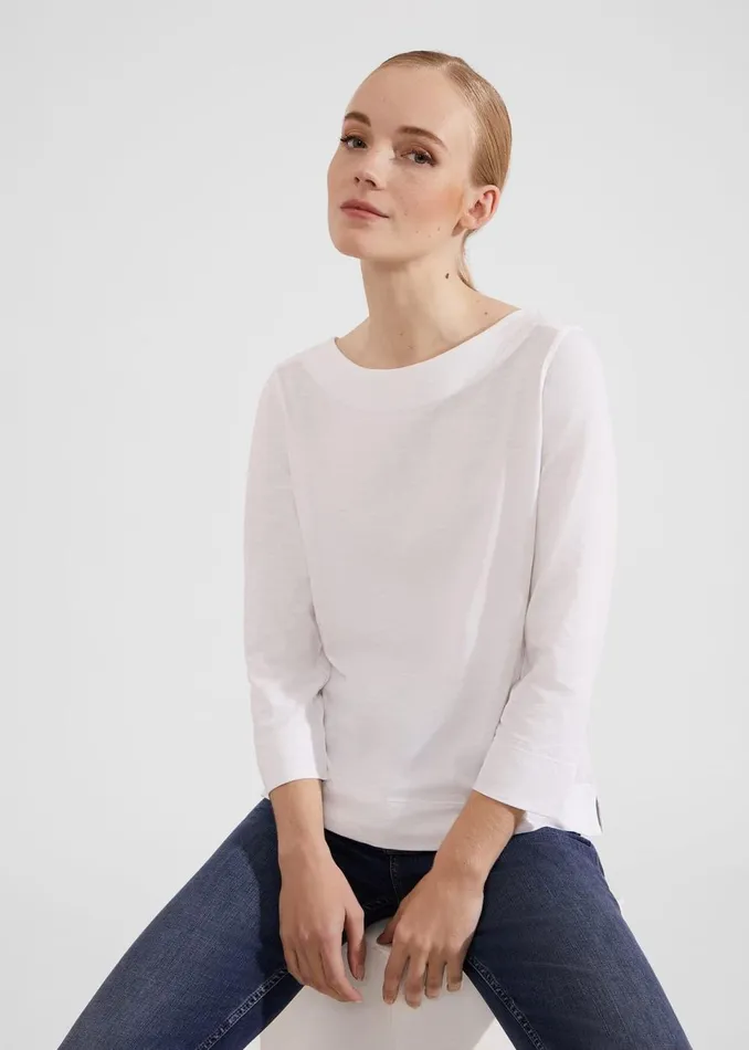 Women Tops Hobbs Avia Cotton Slub TShirt White