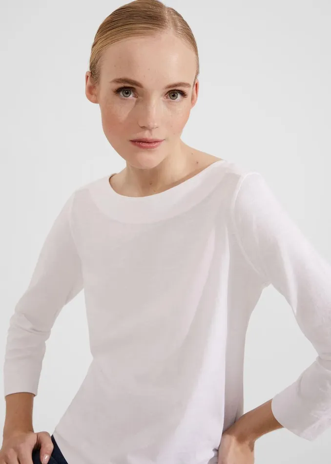 Women Tops Hobbs Avia Cotton Slub TShirt White