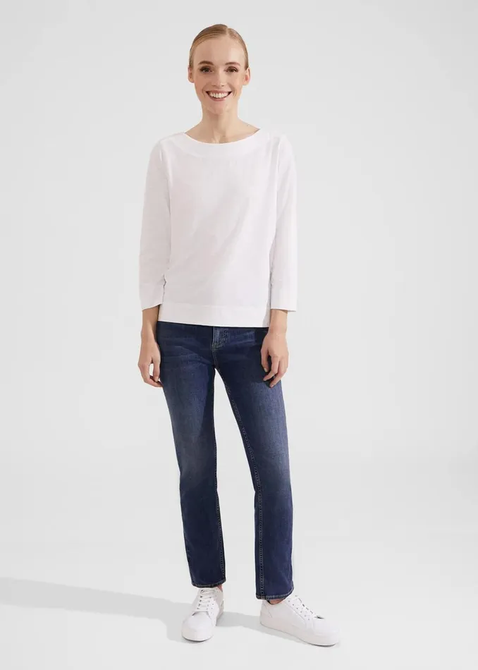Women Tops Hobbs Avia Cotton Slub TShirt White