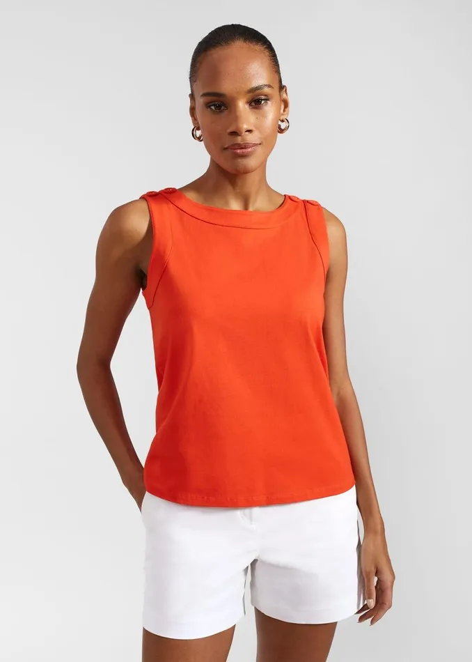 Women Tops Hobbs Maddy Cotton Top Hibiscus Red
