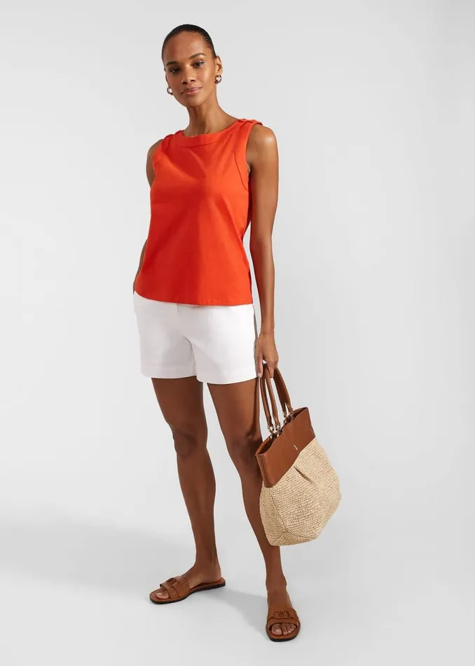 Women Tops Hobbs Maddy Cotton Top Hibiscus Red