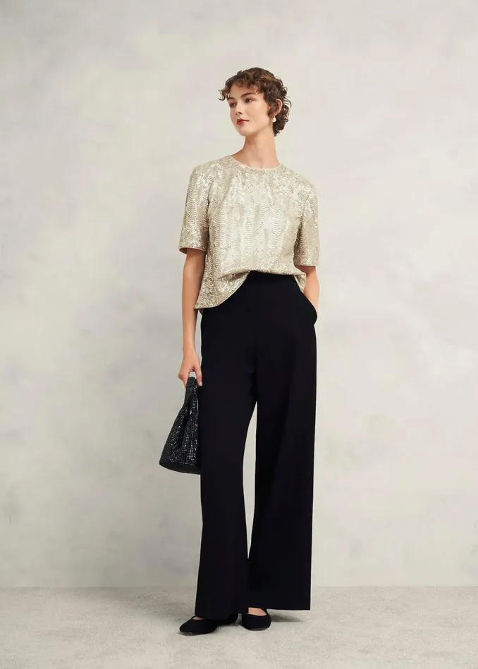 Women Tops Hobbs Marlowe Sequin Top Silver