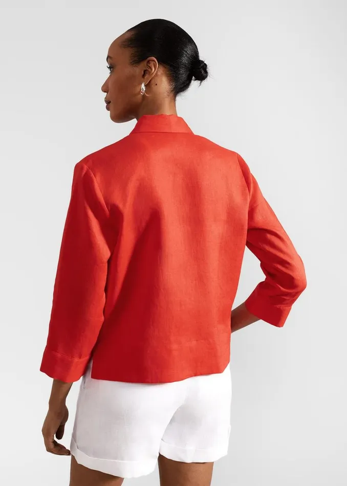 Women Tops Hobbs Nita Linen Shirt Scarlet Red