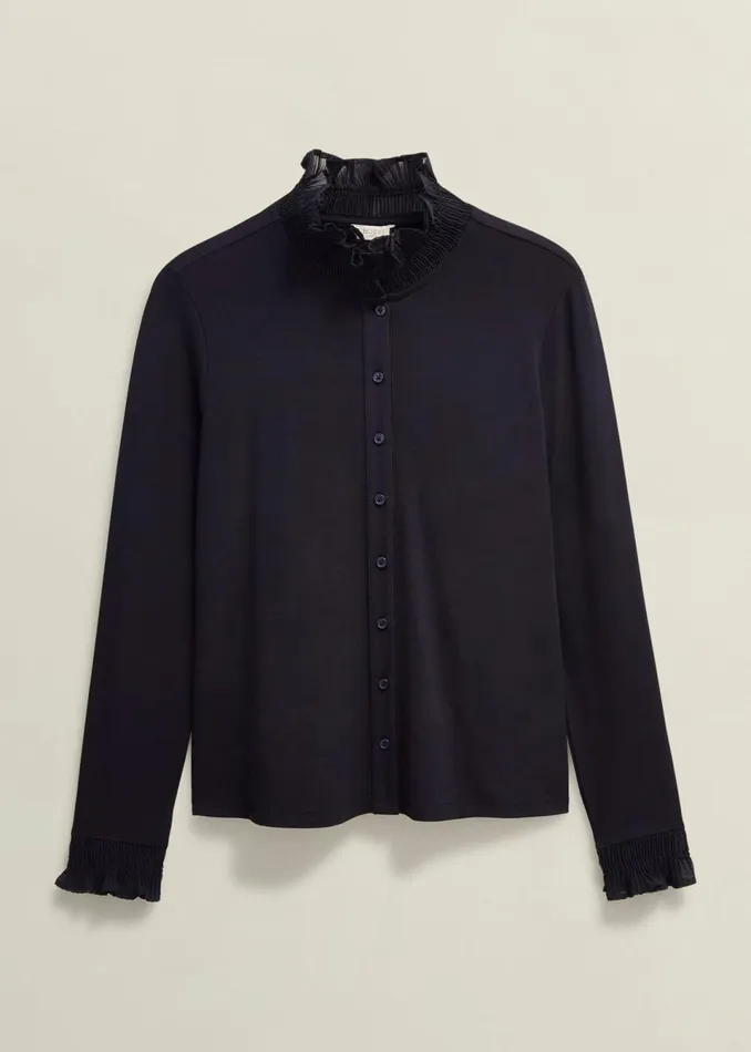 Women Tops Hobbs Sera Frill Top Hobbs Navy
