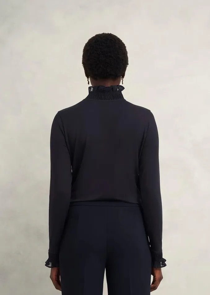 Women Tops Hobbs Sera Frill Top Hobbs Navy
