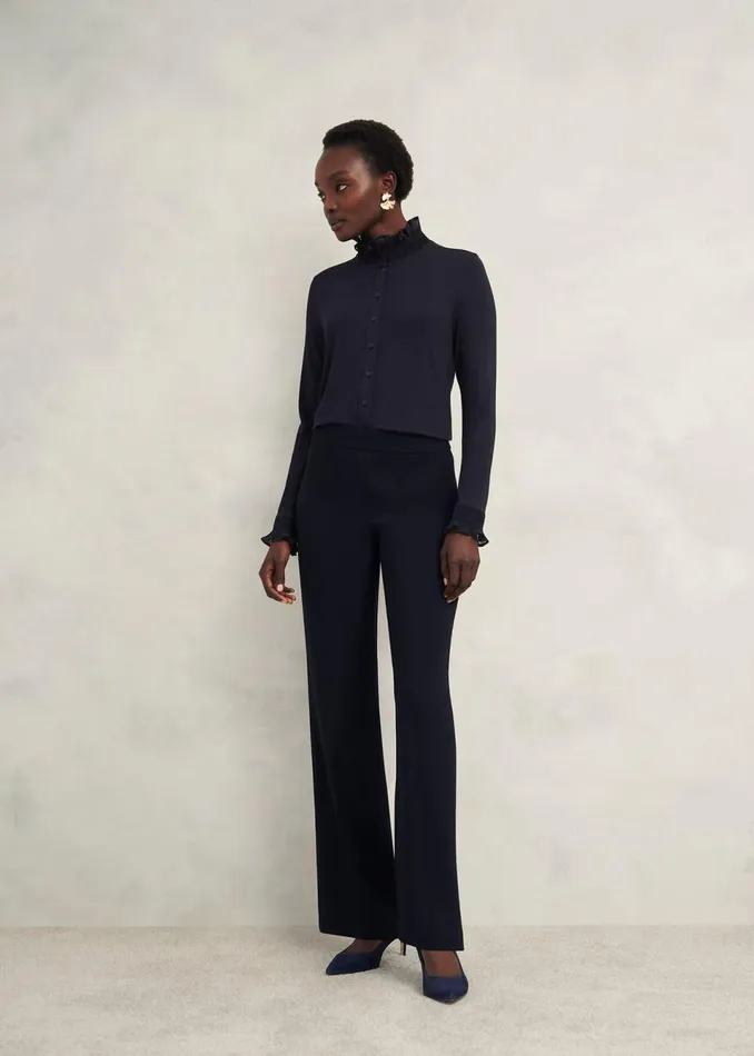 Women Tops Hobbs Sera Frill Top Hobbs Navy