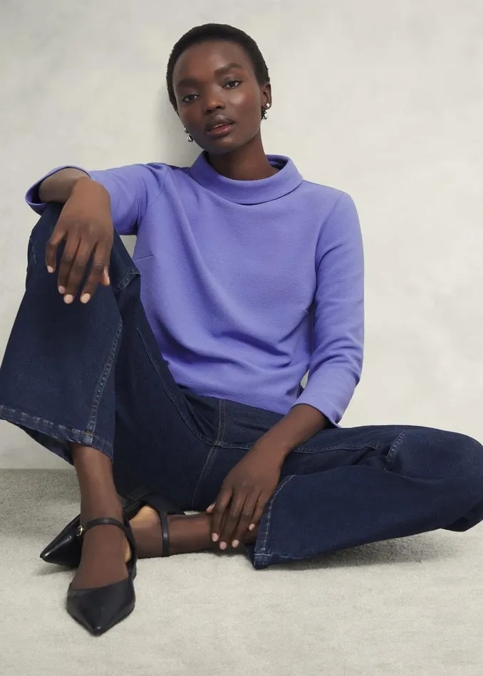 Women Tops Hobbs Tali Textured Top Deep Sky Blue