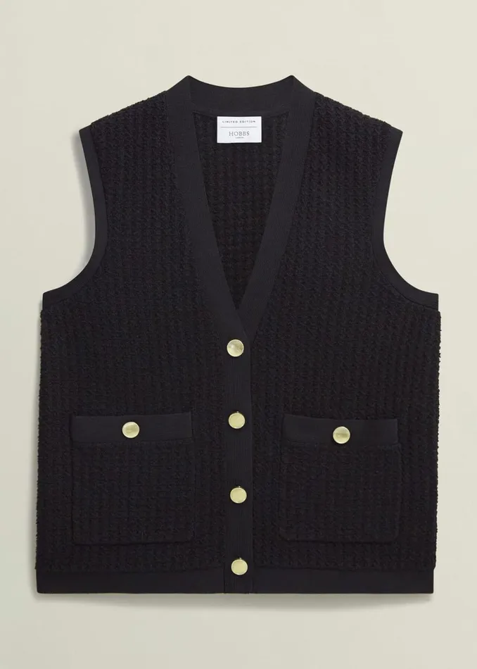 Women Tops Hobbs Tatton Cotton Blend Knitted Vest Black