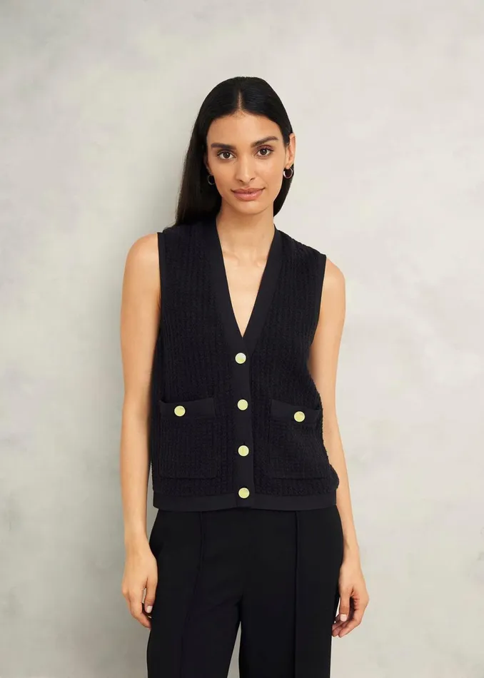Women Tops Hobbs Tatton Cotton Blend Knitted Vest Black