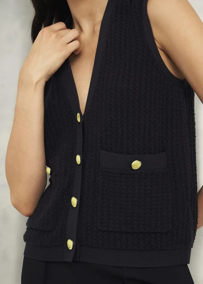 Women Tops Hobbs Tatton Cotton Blend Knitted Vest Black