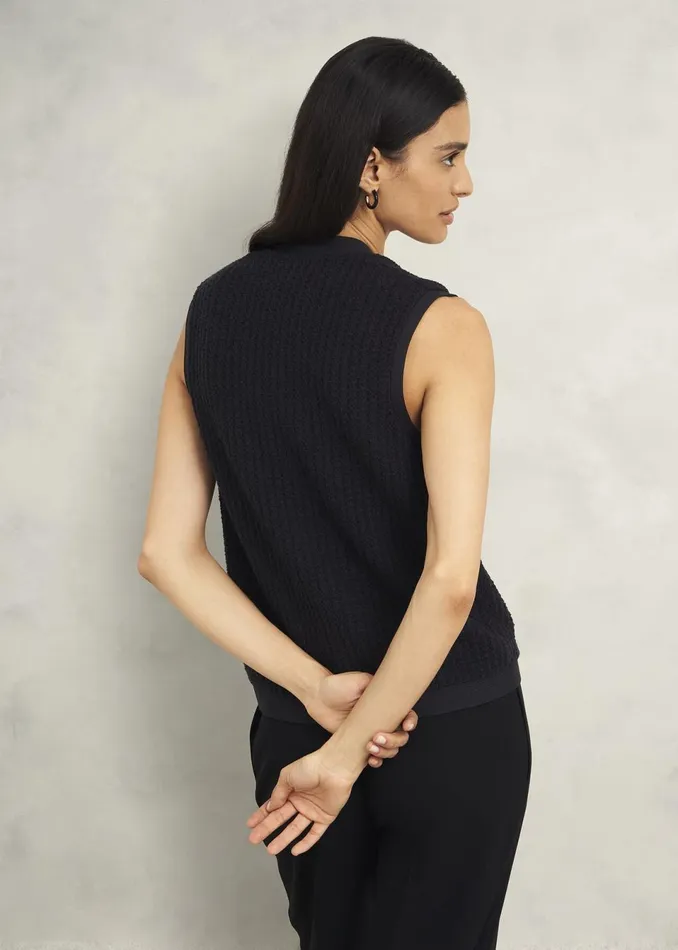 Women Tops Hobbs Tatton Cotton Blend Knitted Vest Black