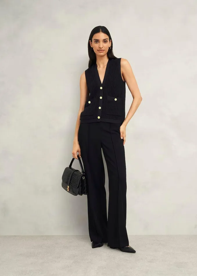 Women Tops Hobbs Tatton Cotton Blend Knitted Vest Black