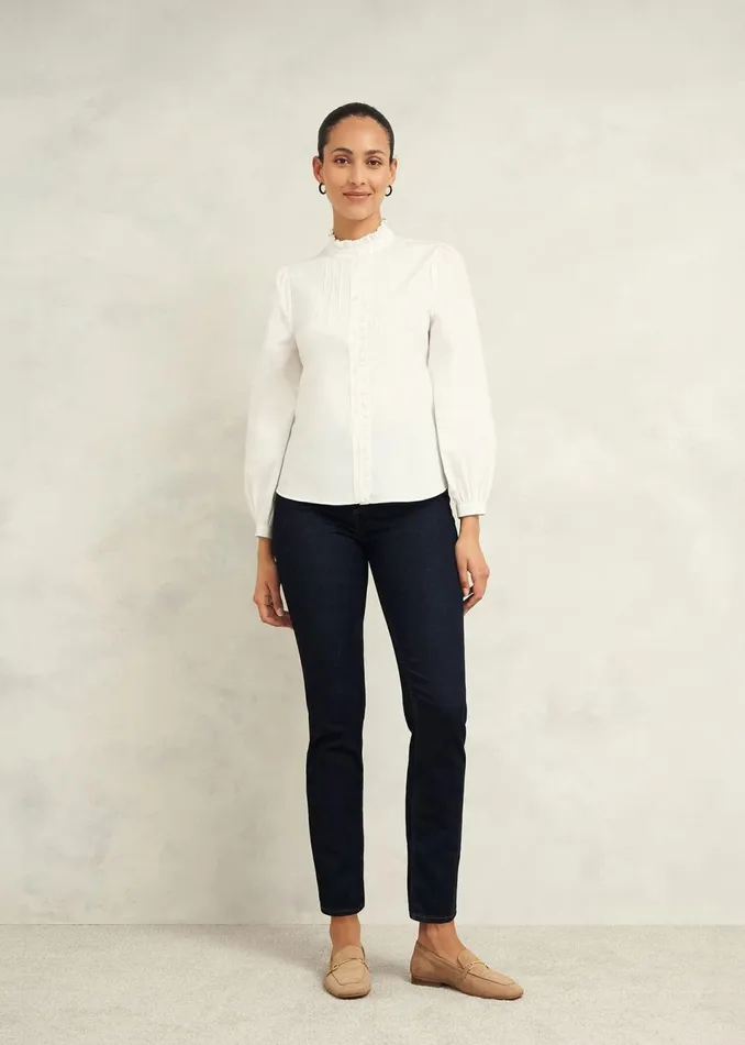 Women Tops Hobbs Trinity Cotton Blouse White