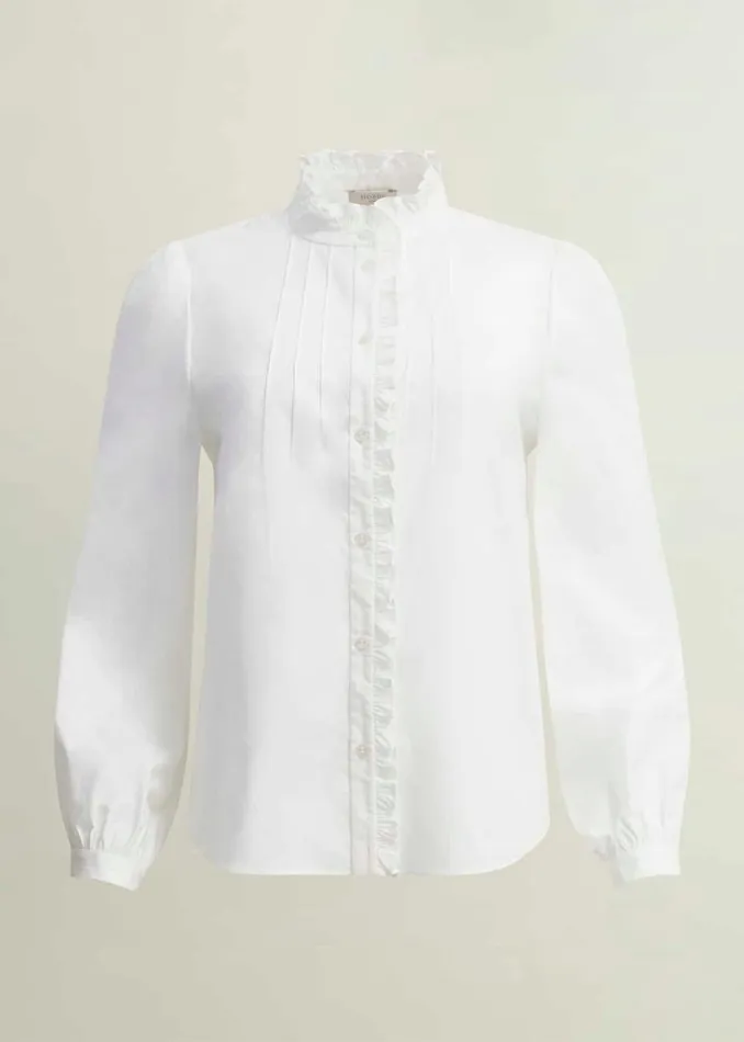 Women Tops Hobbs Trinity Cotton Blouse White