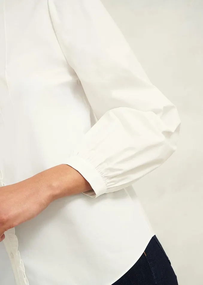 Women Tops Hobbs Trinity Cotton Blouse White