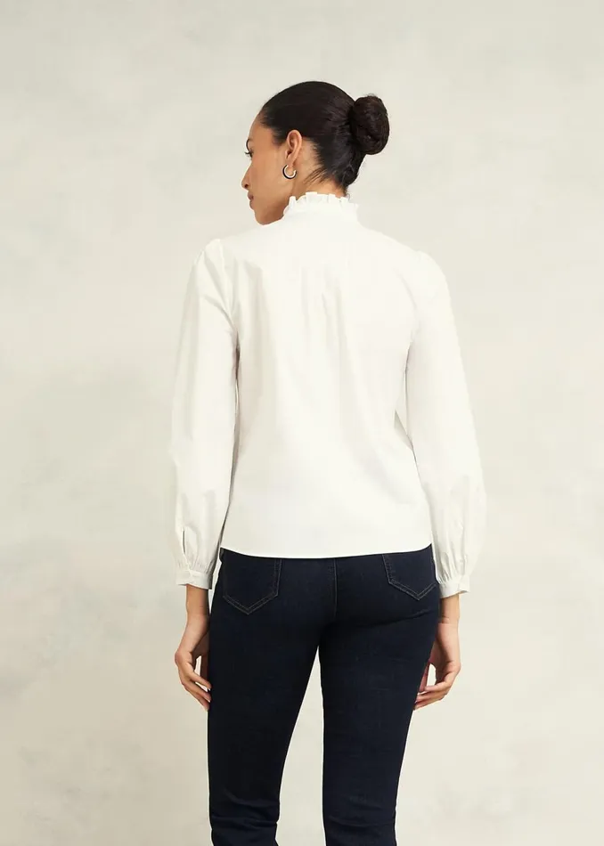 Women Tops Hobbs Trinity Cotton Blouse White