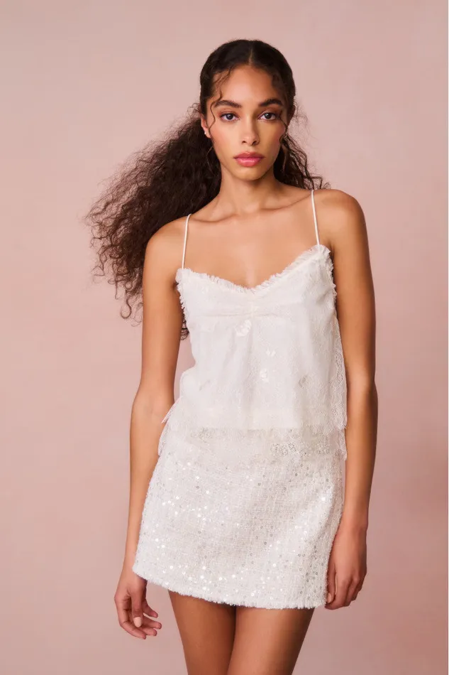 Women Tops LoveShackFancy Ferni Lace Cami Top Ivory