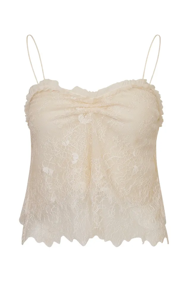Women Tops LoveShackFancy Ferni Lace Cami Top Ivory