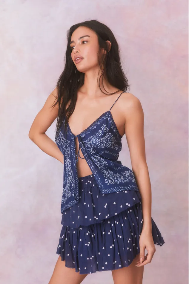 Women Tops LoveShackFancy Tivelo Bandana Print Cotton Cami Top Moonlight Indigo