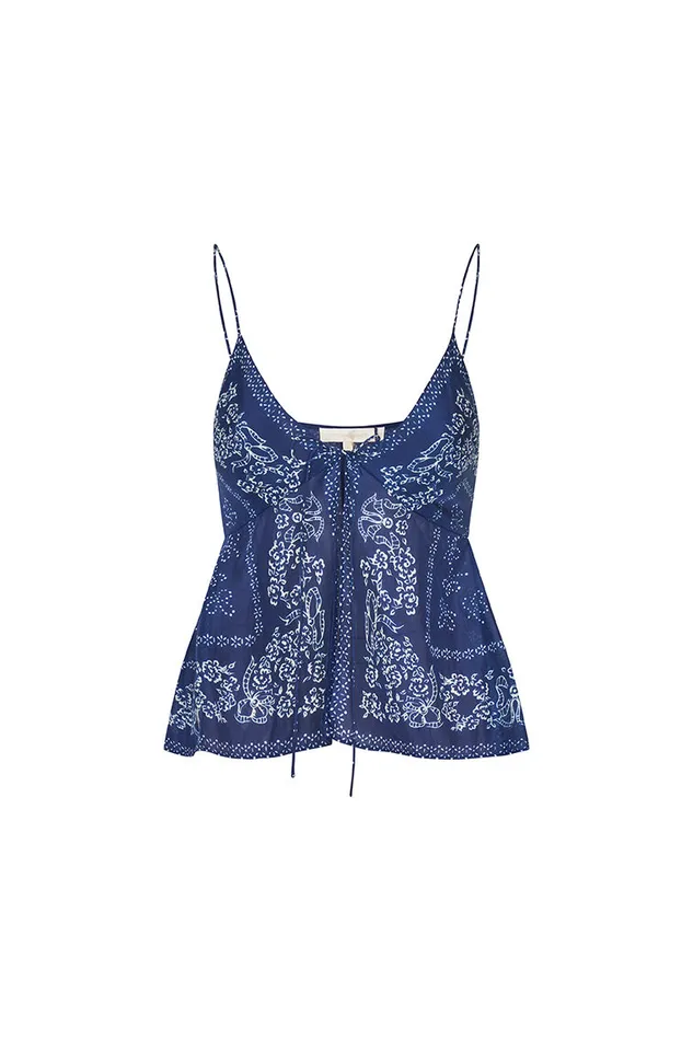 Women Tops LoveShackFancy Tivelo Bandana Print Cotton Cami Top Moonlight Indigo