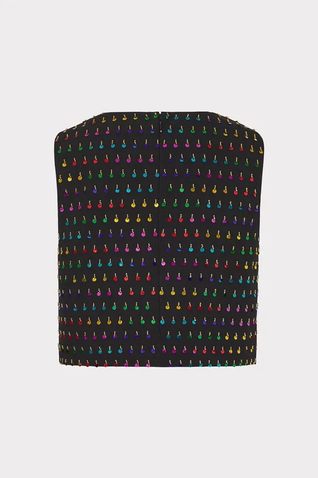 Women Tops Milly Iiana Beaded Sequin Sleeveless Top Blackrainbow