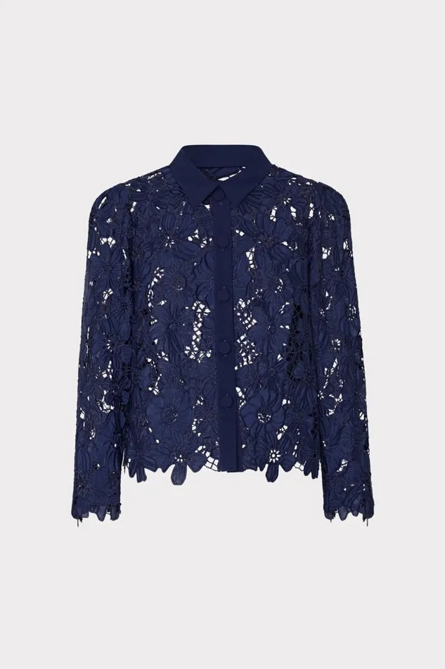 Women Tops Milly June Roja Lace Top Navy